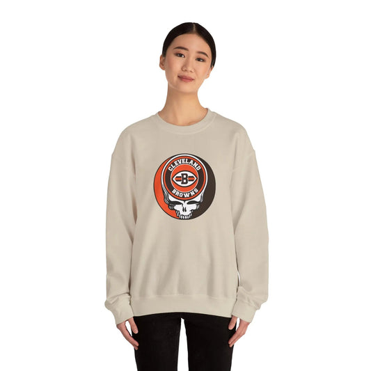 Grateful Dead Stealie Cleveland Browns Crewneck Sweatshirt The Gridiron Collection