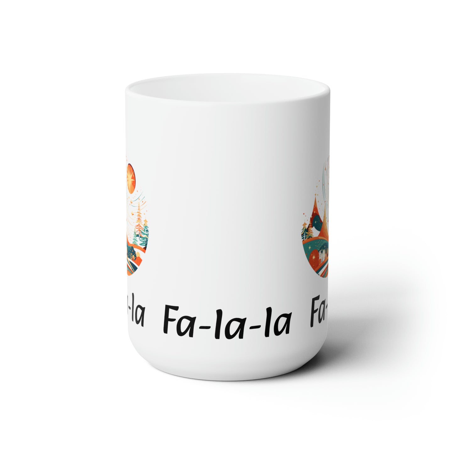 Colorful Christmas and Fa-la-la design white Ceramic Mug 15oz