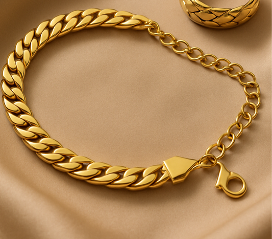 Hypoallergenic Gold Chain Cuban Bracelet Nickel Free Stainless Steel Jewelry
