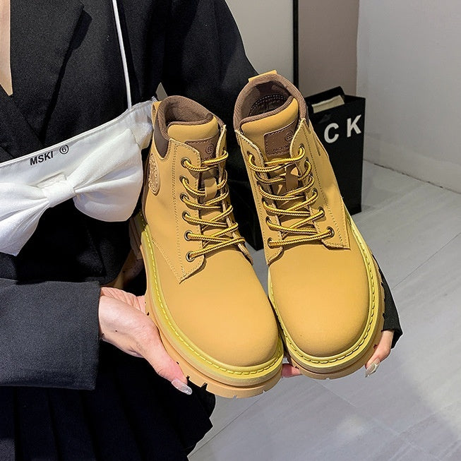 Genuine Leather Thick Bottom Elevator Women’s Martin Boots
