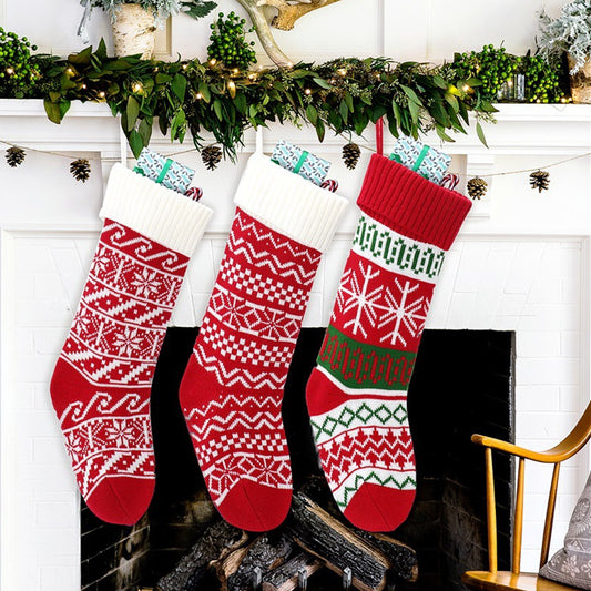 Christmas Decorations Red And Green Wool Socks Wool Socks Polyester