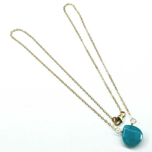 Aqua Jade Wire Wrap Delicate Gemstone Drop Necklace 14kt Gold Filled