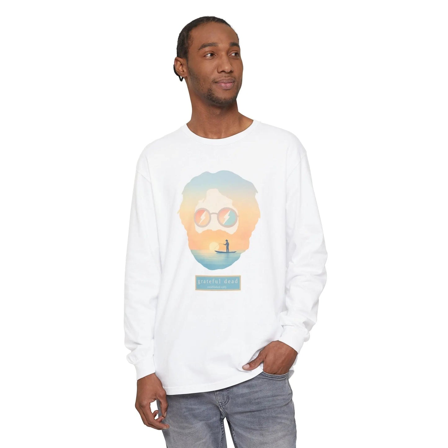 Garment-Dyed Long Sleeve T-Shirt 100% Cotton Tropical Jerry Vineyard Collection