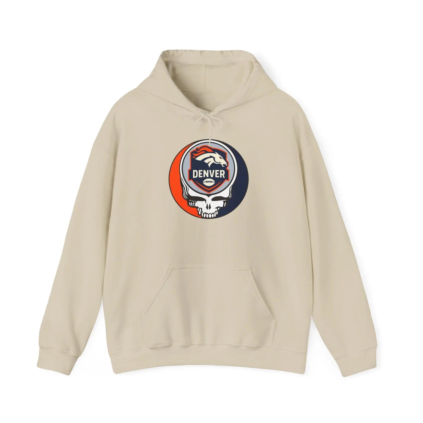 Denver Broncos Stealie Grateful Dead Hooded Sweatshirt Medium-Heavy Fabric NFL