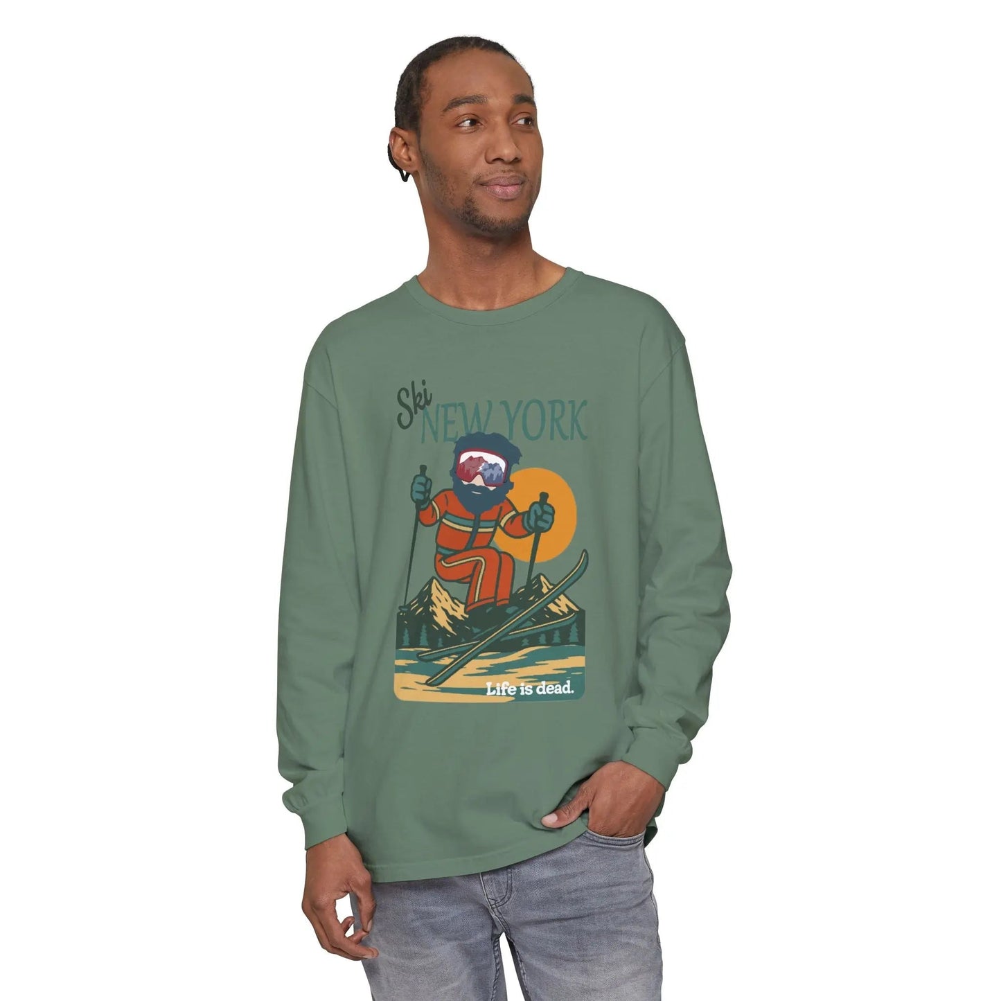Garment-Dyed Long Sleeve T-Shirt Ring-Spun Cotton Shirt Mountain Collection