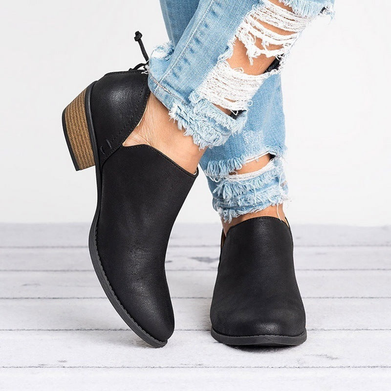 Autumn Retro High Heel Ankle Boots Women Shoes