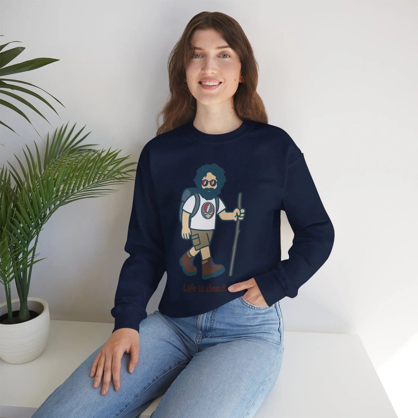 Life is dead. Crewneck Sweatshirt Unisex Heavy Blend Hikin' Jerry