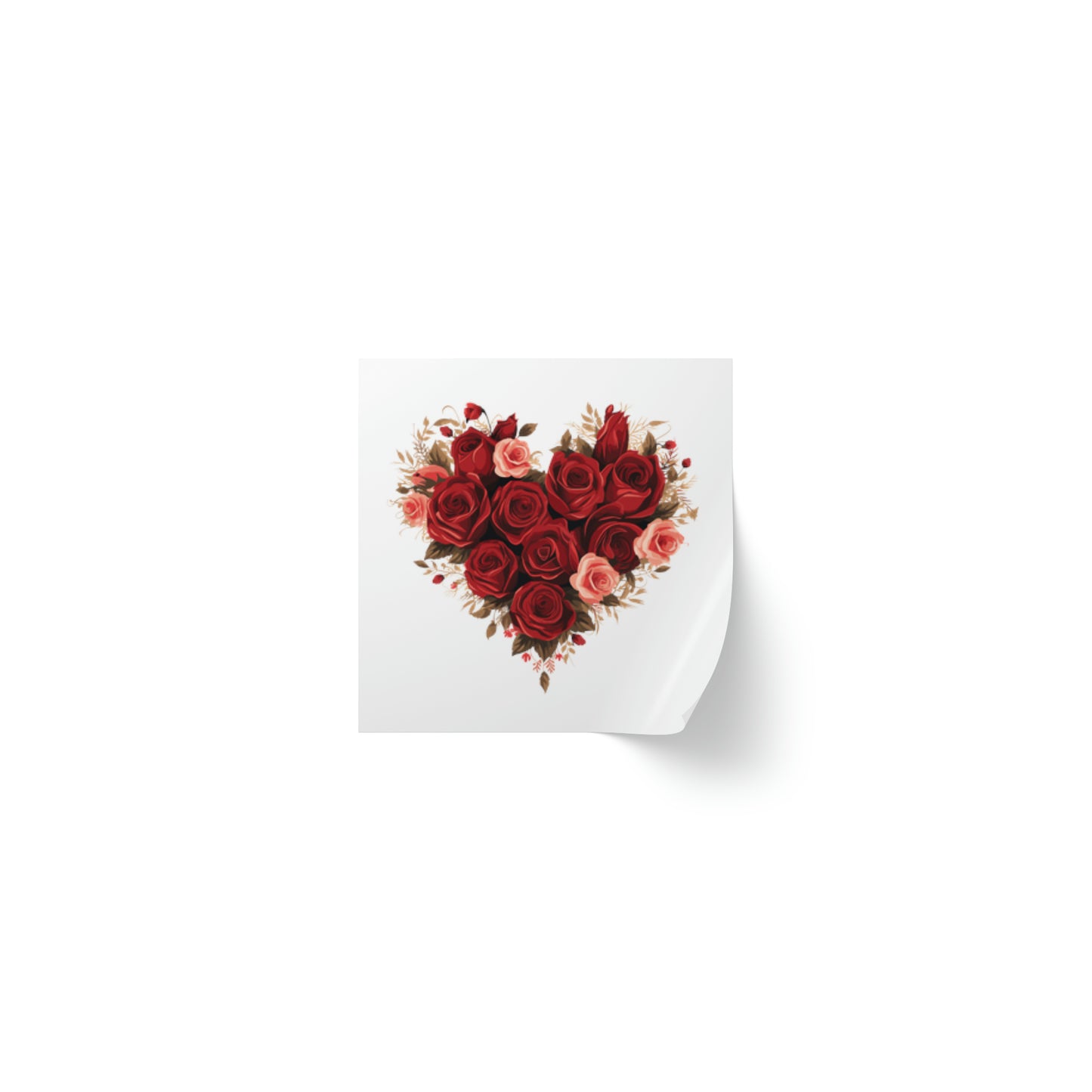 Valentine's day red Roses heart Square Sticker Label Rolls