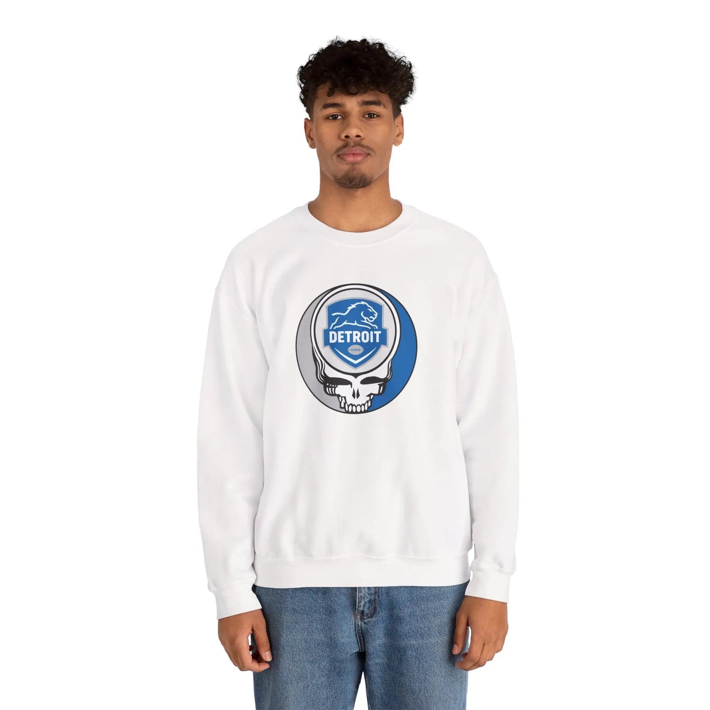 Grateful Dead Stealie Crewneck Sweatshirt Unisex Detroit Lions The Gridiron Collection