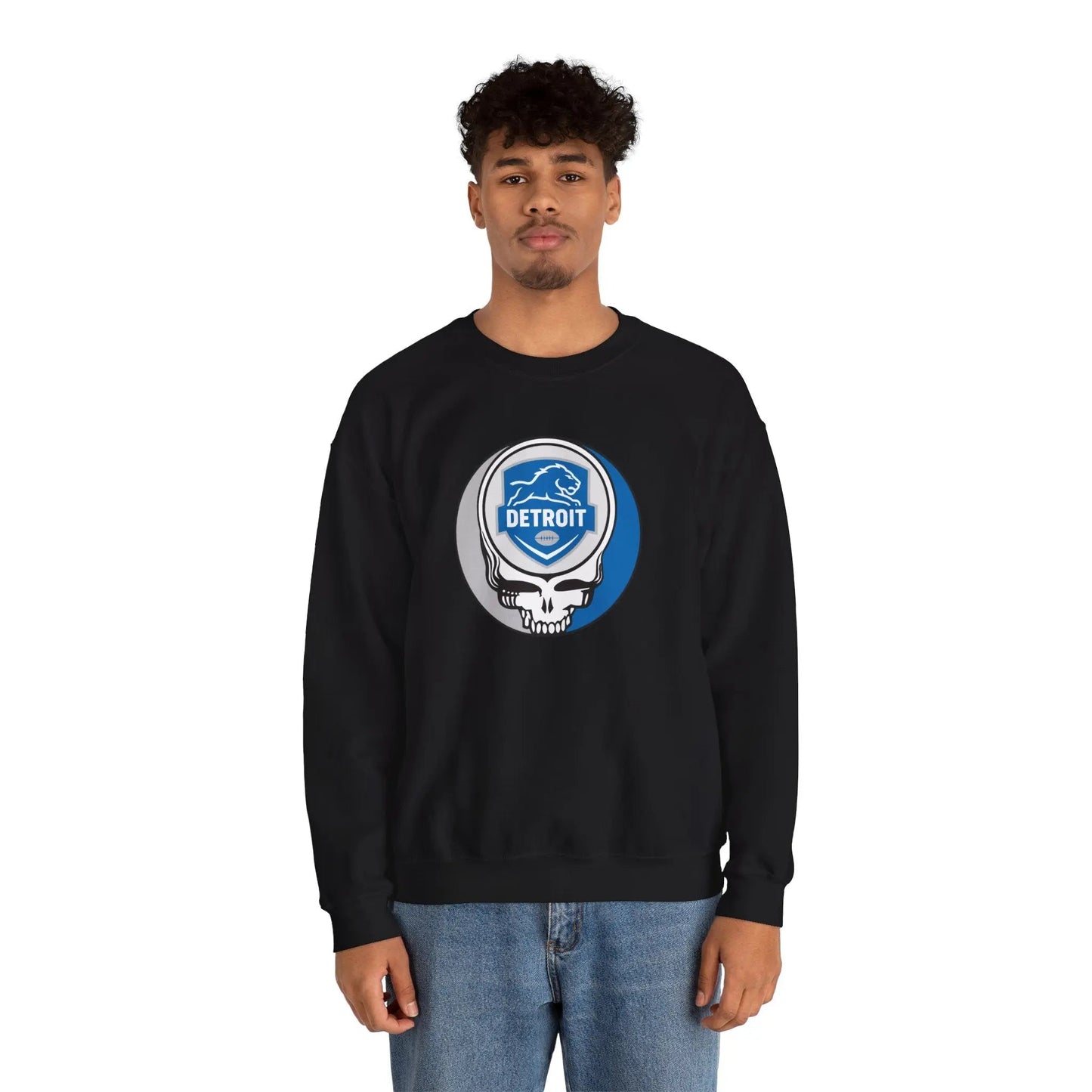 Grateful Dead Stealie Crewneck Sweatshirt Unisex Detroit Lions The Gridiron Collection