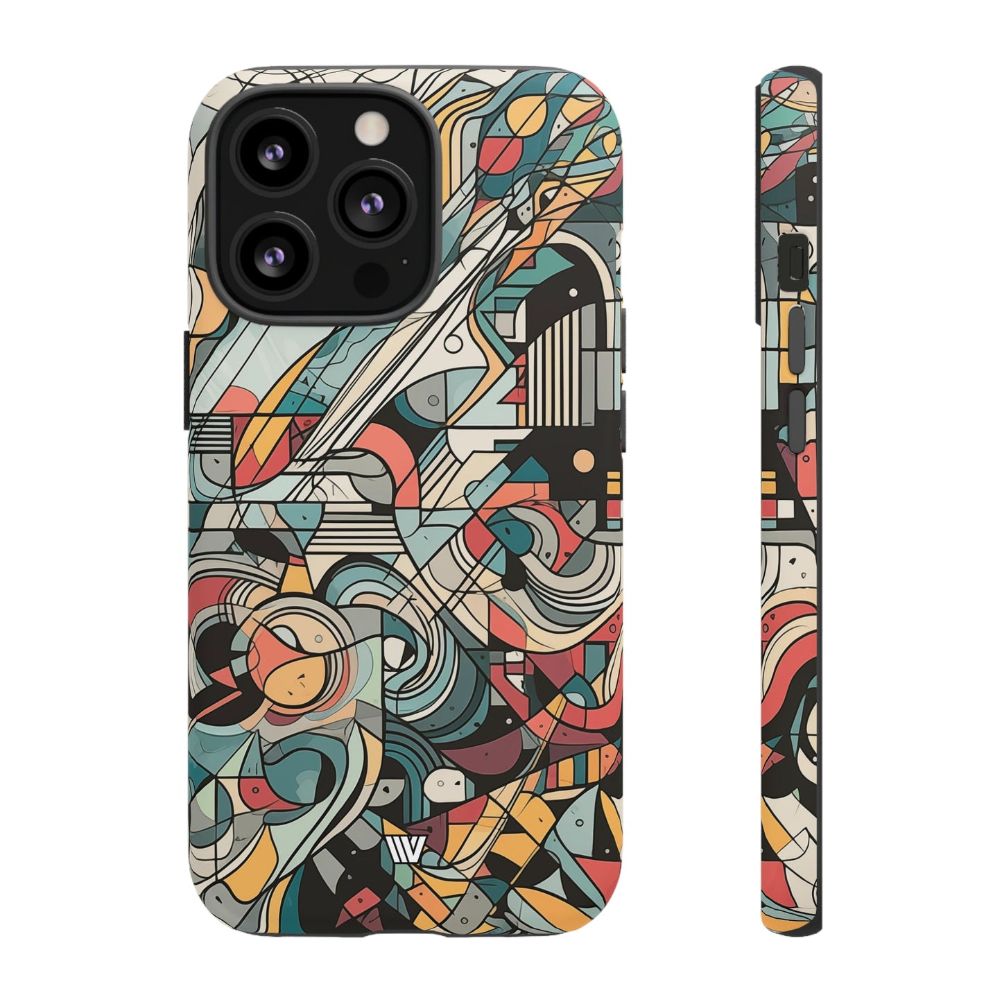 Abstract Doodle Tough Phone Case Dual-Layer Protection