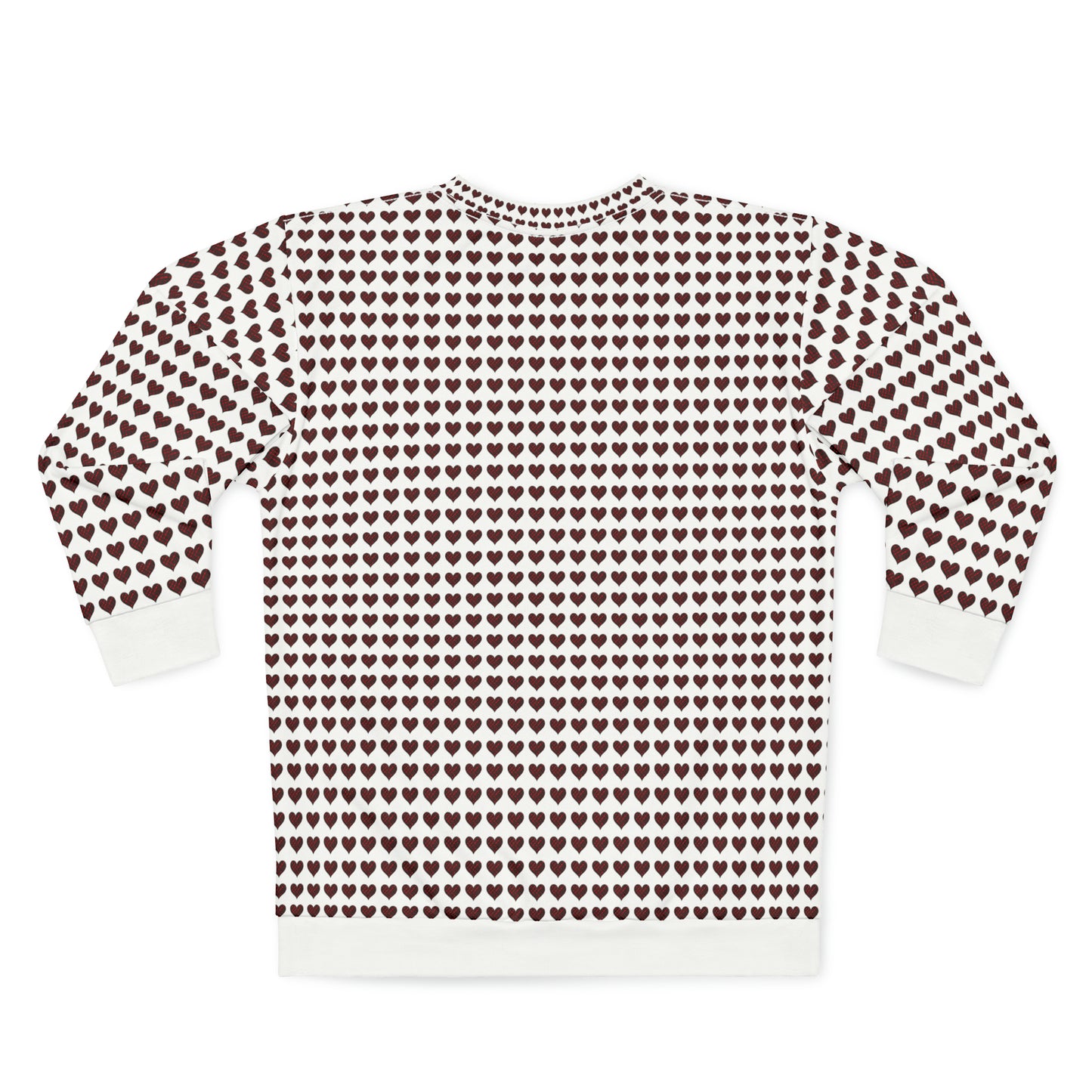 Valentine's Day best gift, red and black check heart shape design White Unisex Sweatshirt (AOP)