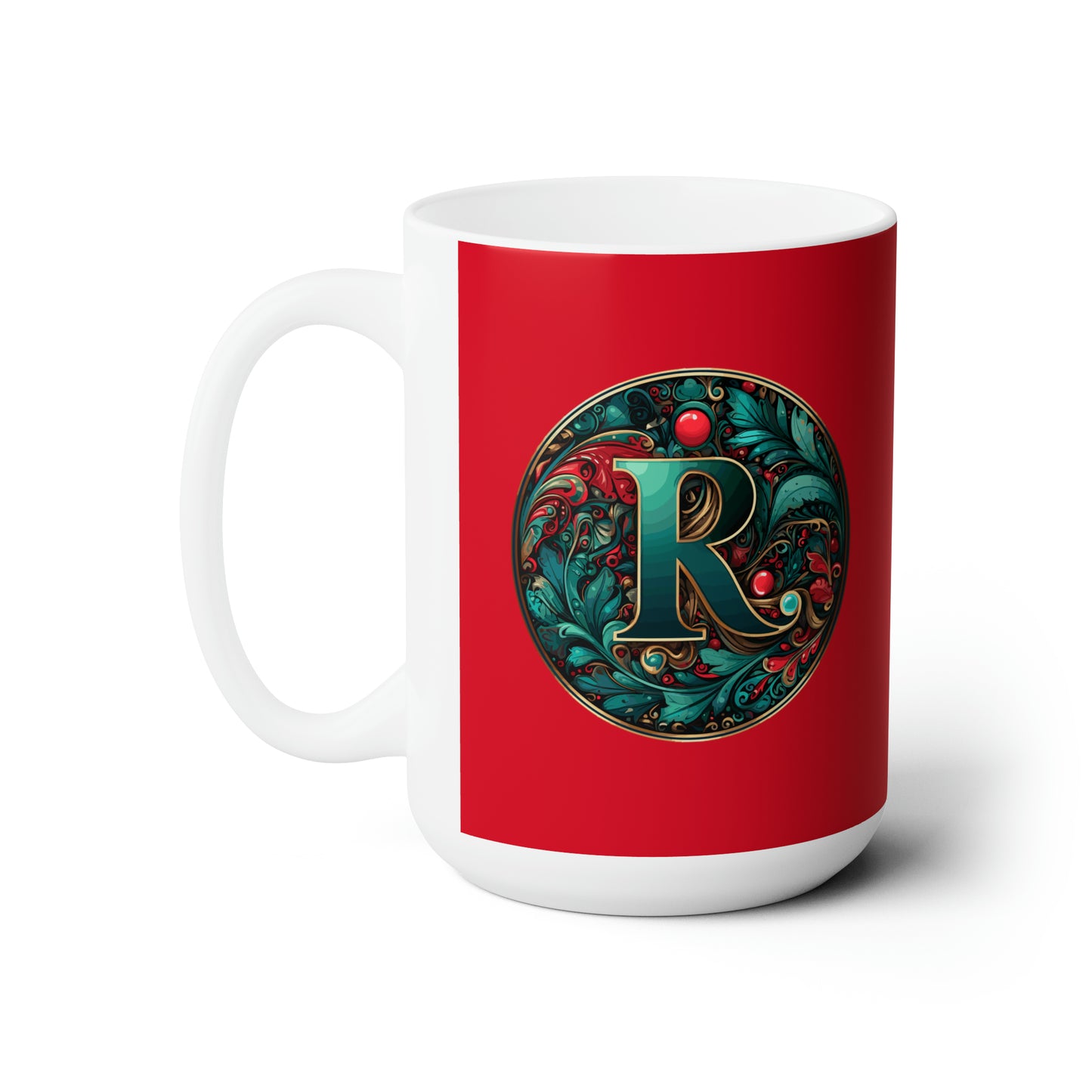 Christmas colorful Alphabet R design red Ceramic Mug 15oz