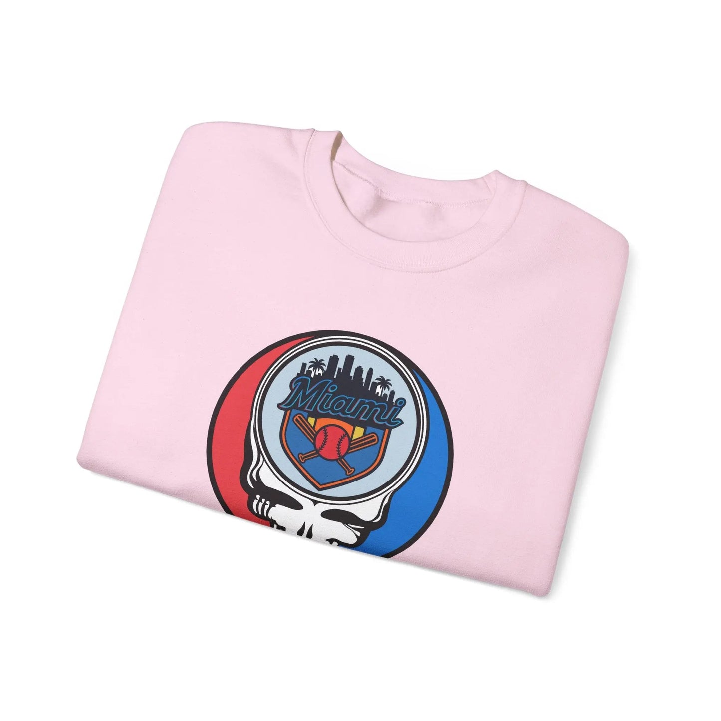 Grateful Dead Stealie Crewneck Sweatshirt Heavy Blend Miami Baseball Edition MLB