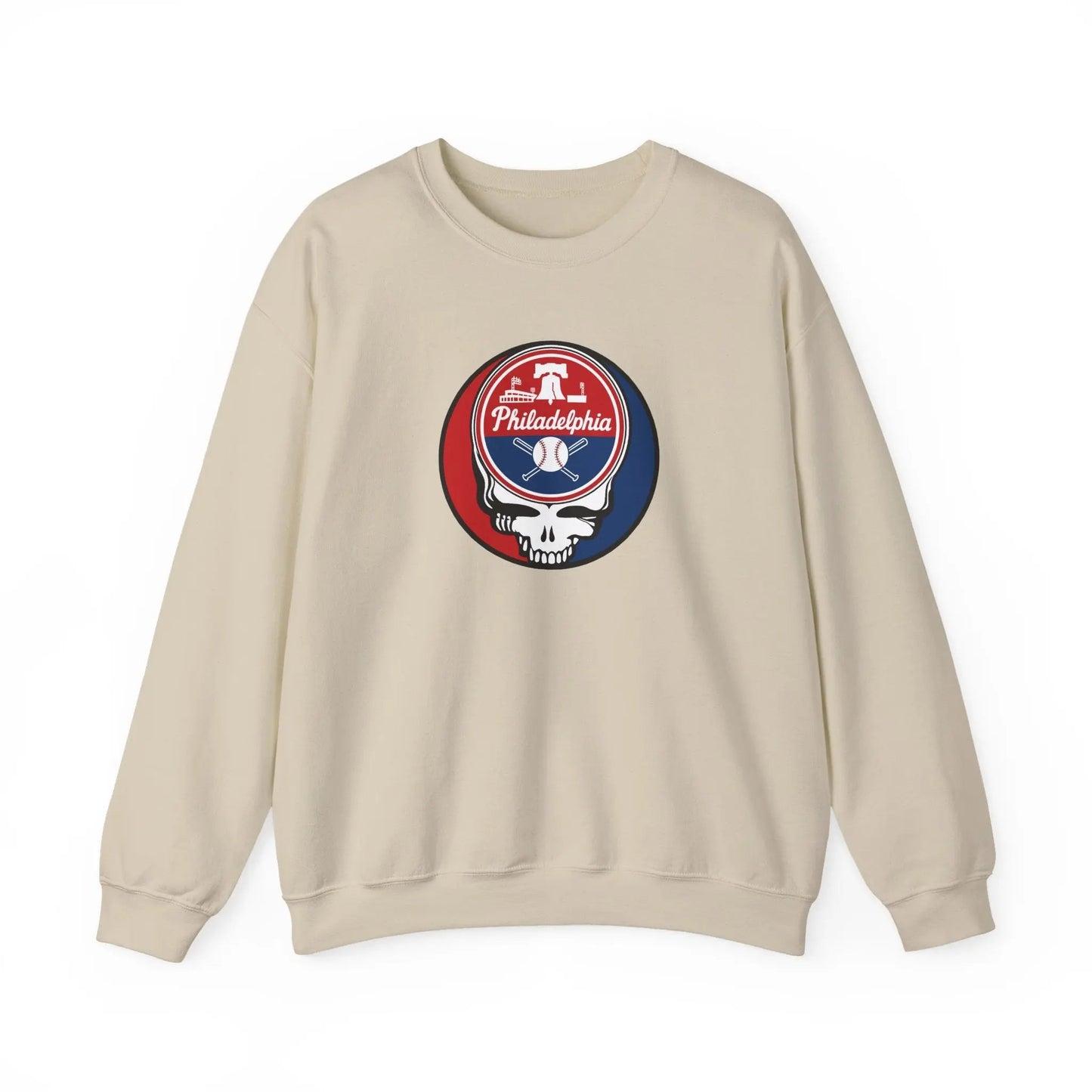 Grateful Dead Stealie Crewneck Sweatshirt Heavy Blend Philadelphia Baseball Edition MLB