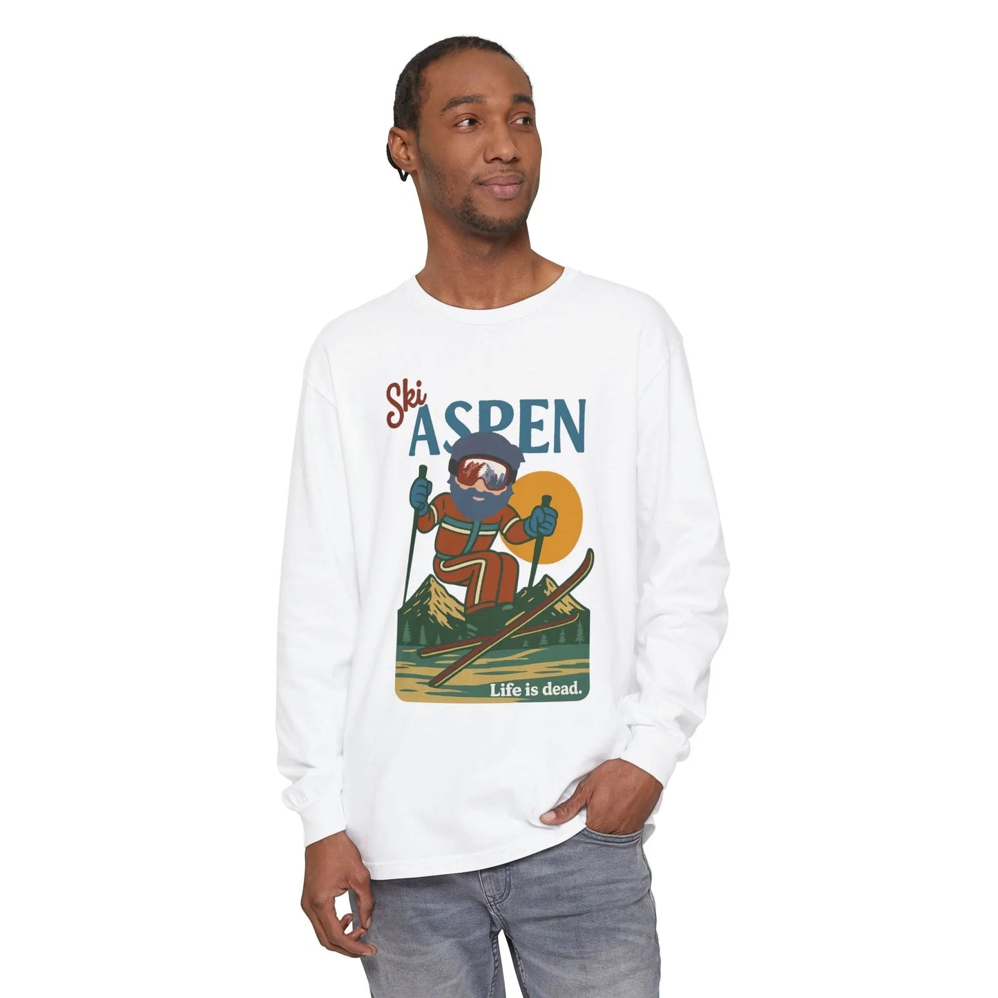 Ski Aspen Garment-Dyed Long Sleeve T-Shirt Mountain Collection