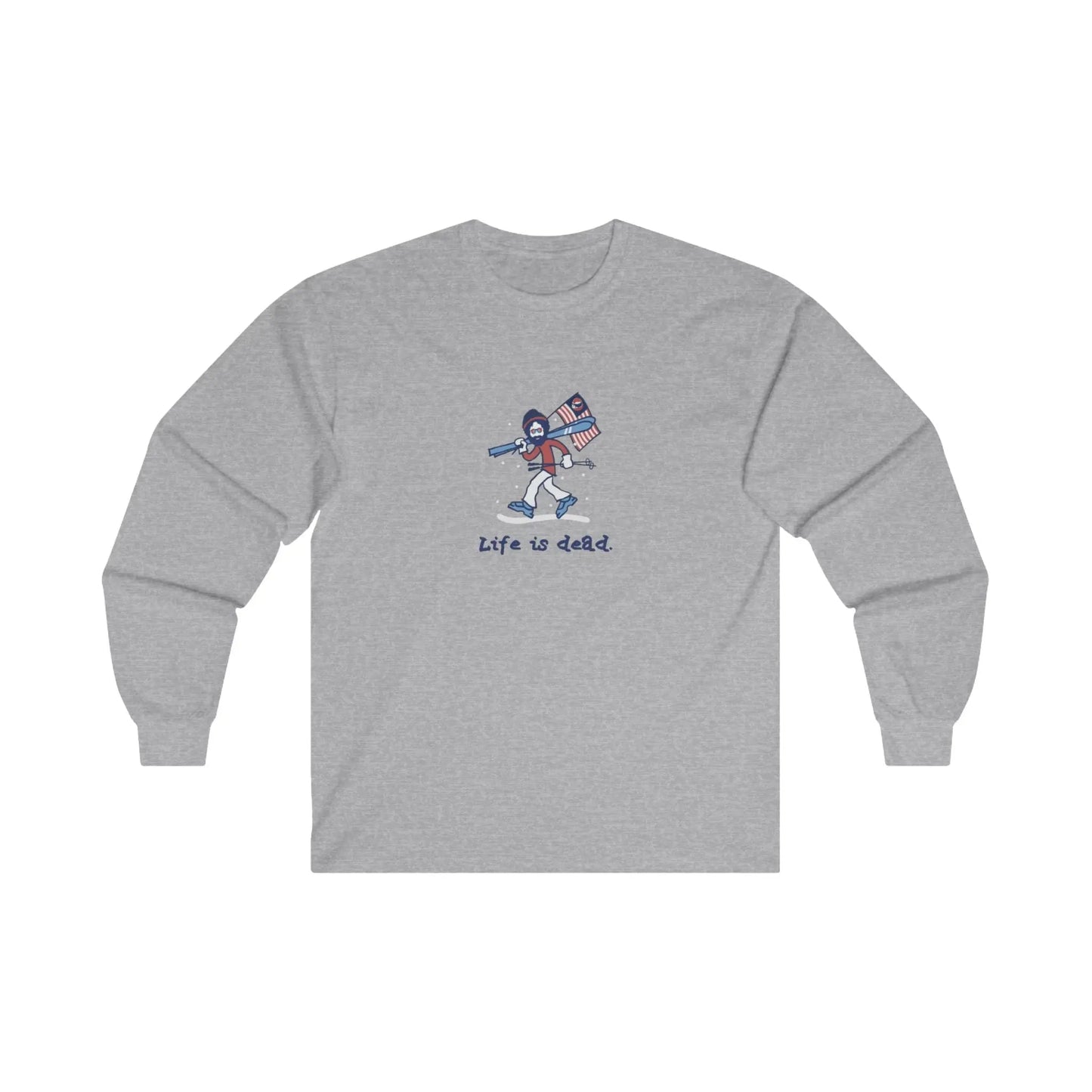 Grateful Dead Ultra-Cotton Long Sleeve Tee Life is dead Skier Jerry