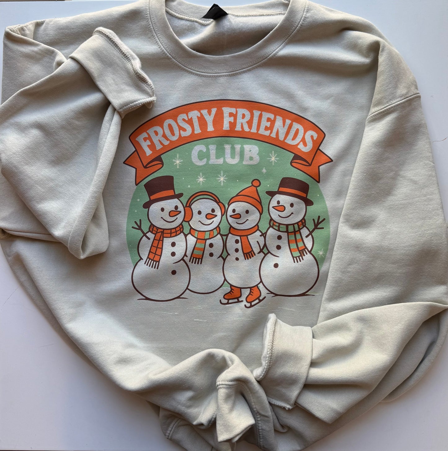 Retro Christmas Snowman Crewneck Sweatshirt Frosty Friends Club