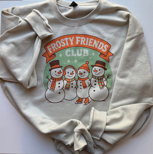 Retro Christmas Snowman Crewneck Sweatshirt Frosty Friends Club