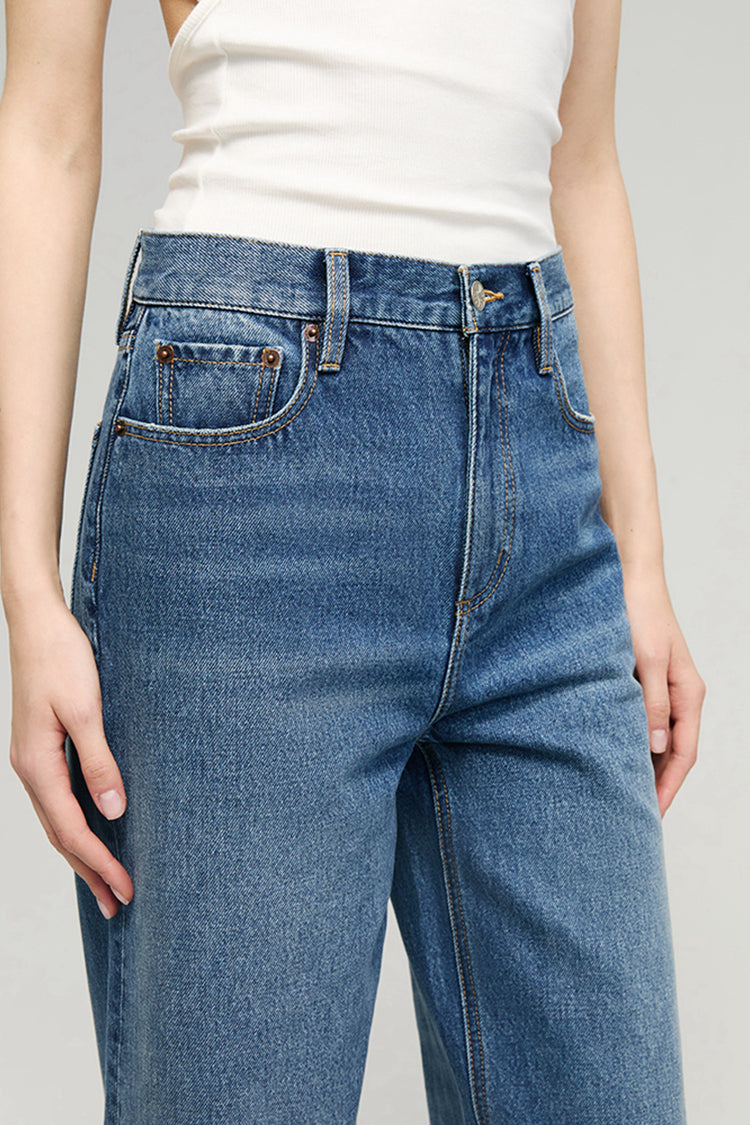 Cityer Crop Wide High-Rise Ankle Jeans
