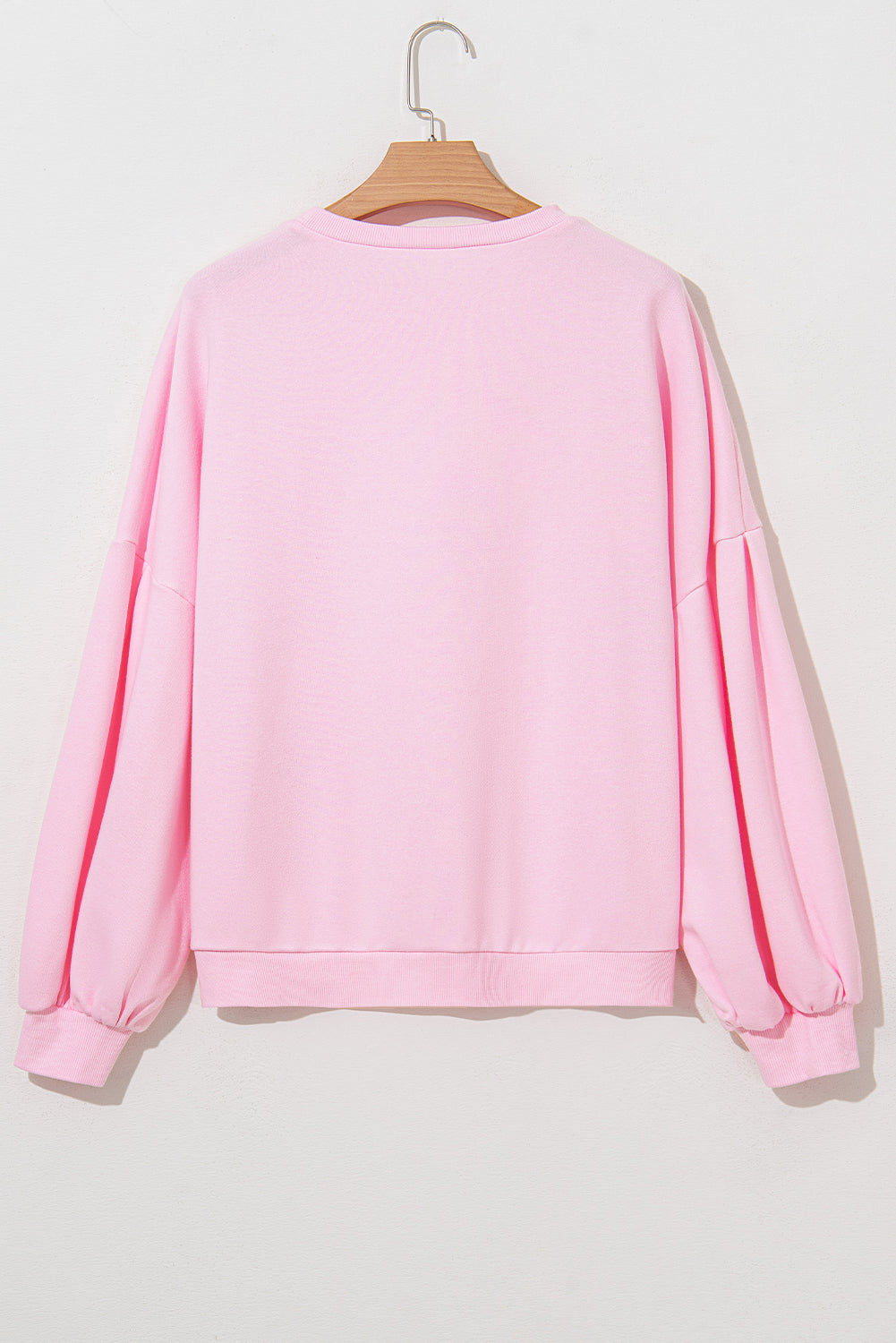 Light Pink Lantern Sleeve Oversized Pullover Sweatshirt