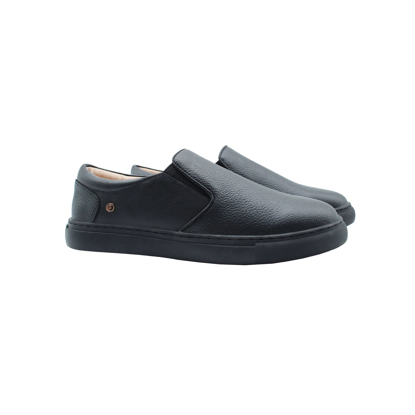 Black Leather Pebbled Step-in Boys Shoe Fintoes
