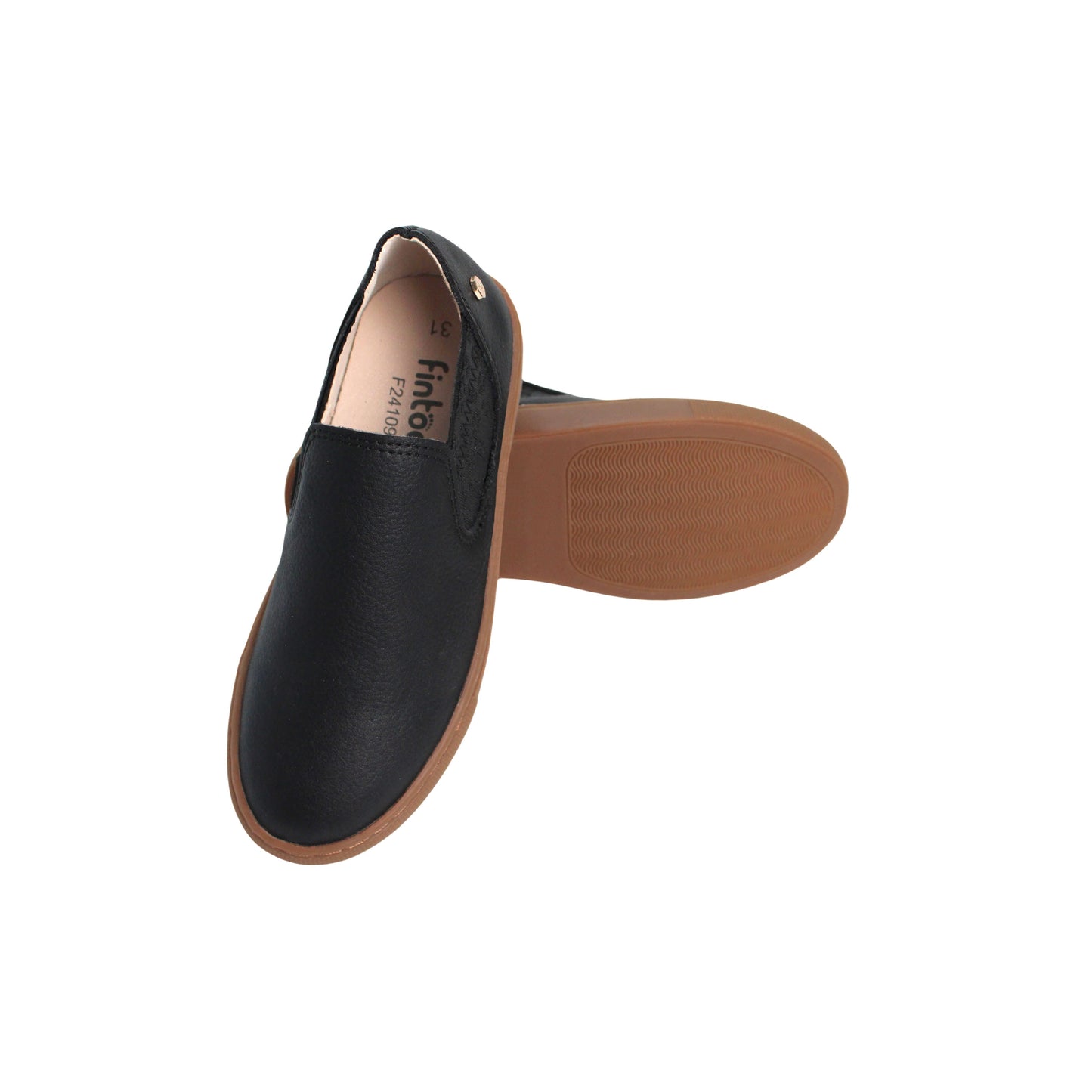 Black Pebbled Leather Sole Leather Shoes Fintoes