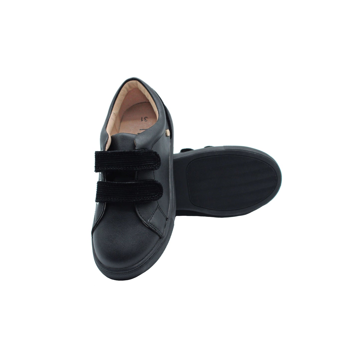 Black leather striped velvet product Fintoes