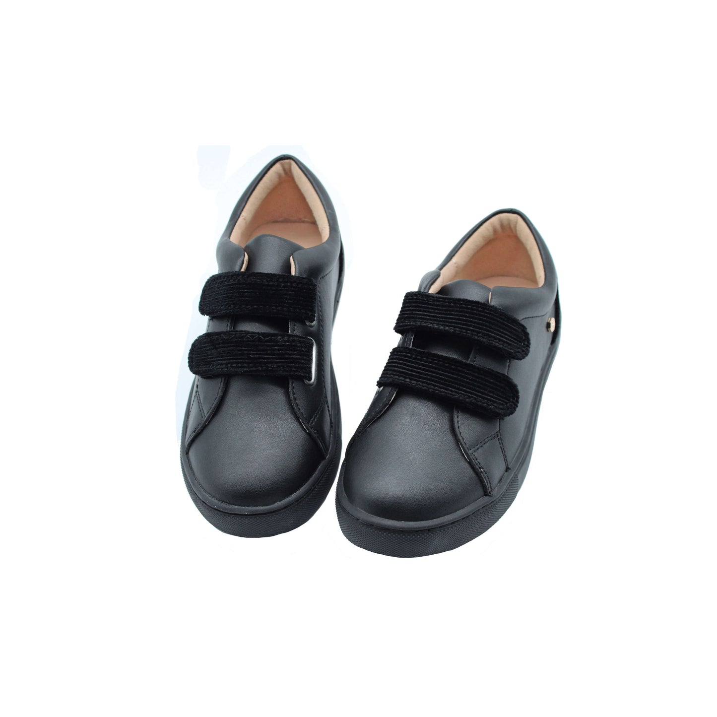 Black leather striped velvet product Fintoes