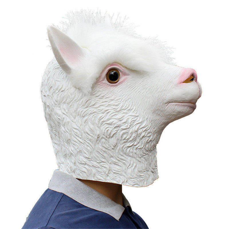 Halloween White Animal Latex Mask Party Supplies