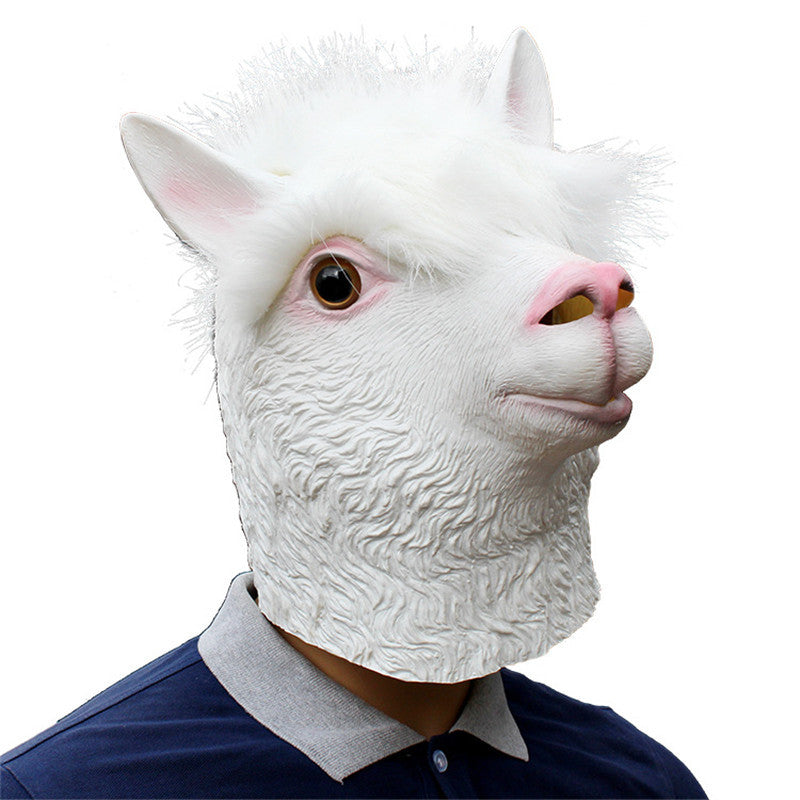 Halloween White Animal Latex Mask Party Supplies