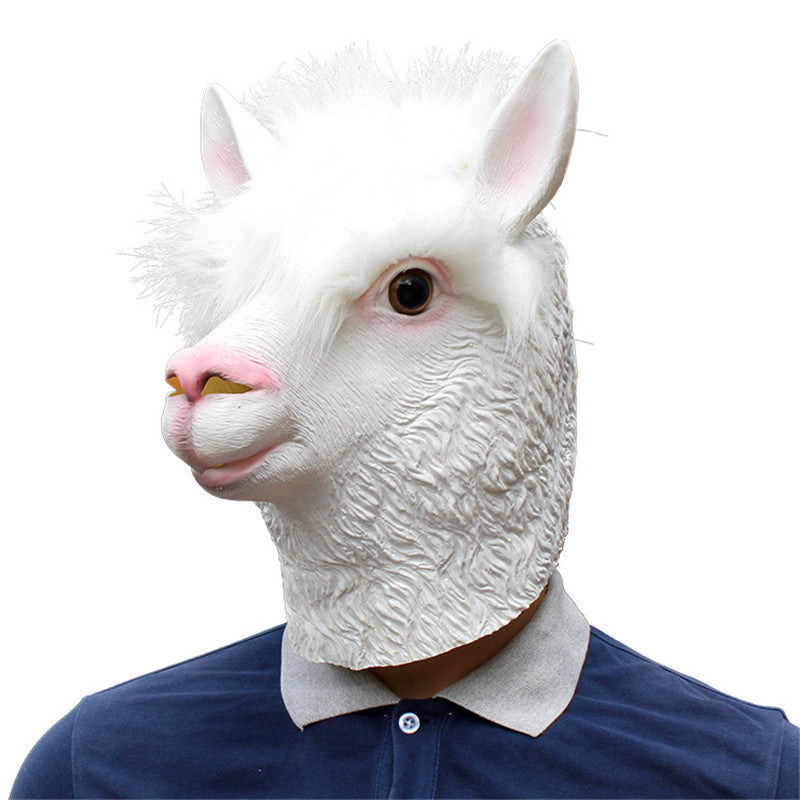 Halloween White Animal Latex Mask Party Supplies