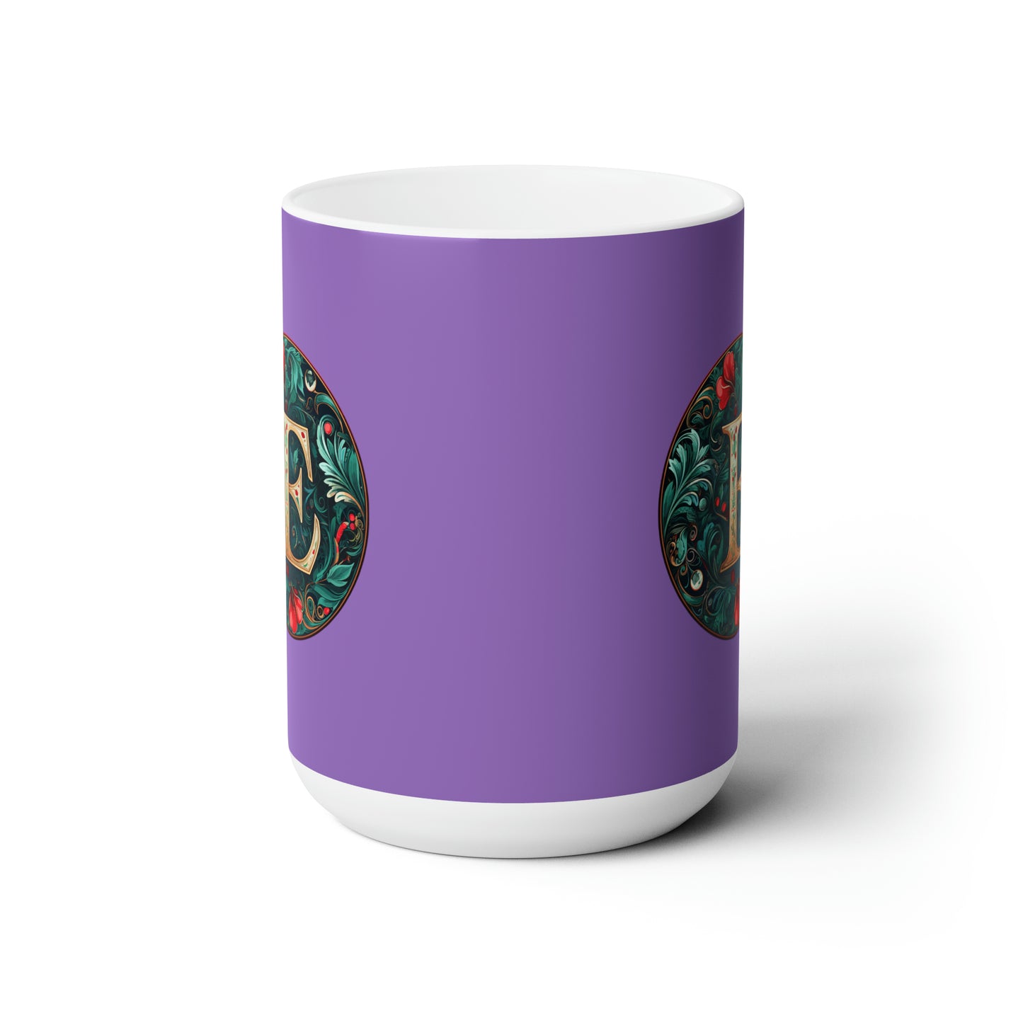 Christmas colorful Alphabet E design purple Ceramic Mug 15oz