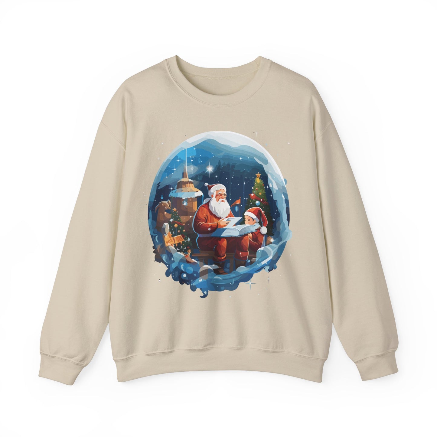 Santa reading book with people in space - Christmas Shirt, Holiday Xmas Shirt, Merry Christmas, Holiday Xmas, Unisex Xmas Shirt, Christmas Sweatshirt, Christmas Apparel, Xmas Celebration Shirt, Matching Family Outfits, Christmas Gifts