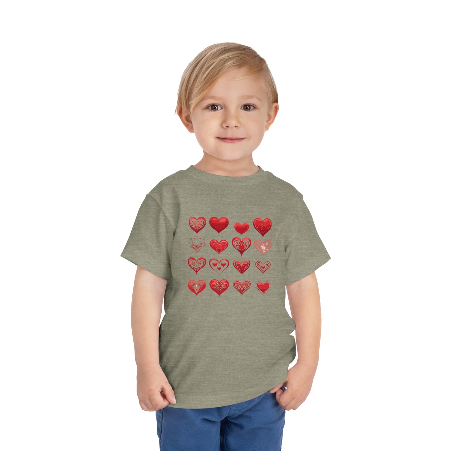 Red hearts shape design Toddler Short Sleeve Tee