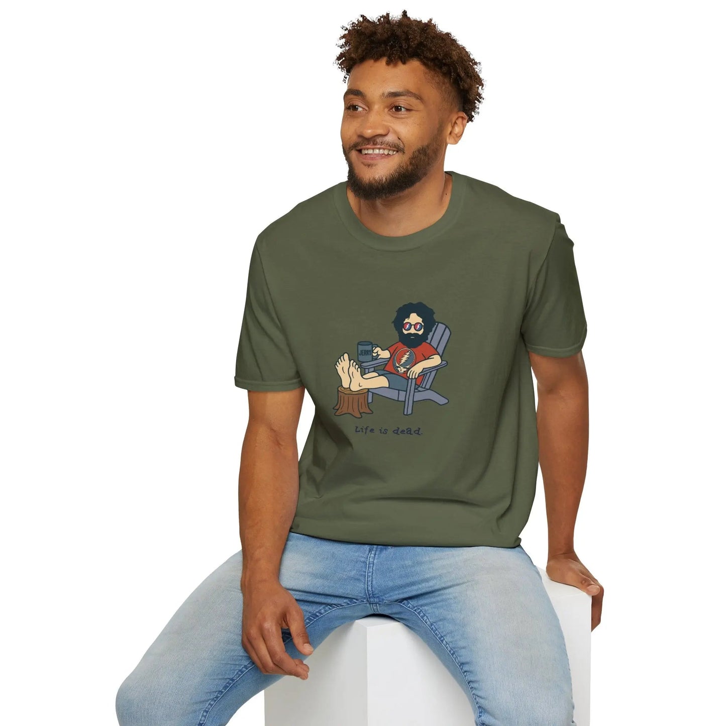 Life is Dead Soft-Style T-Shirt Grateful Dead Chillin' Jerry