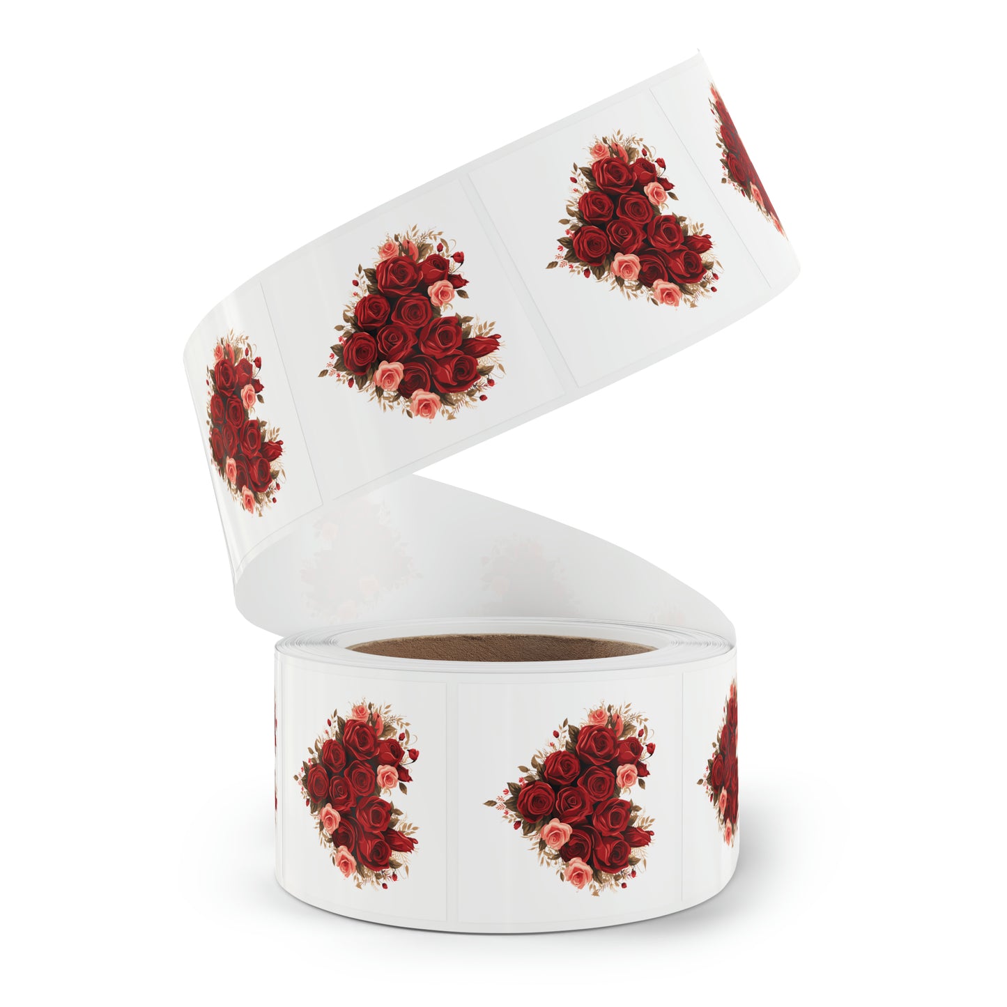 Valentine's day red Roses heart Square Sticker Label Rolls