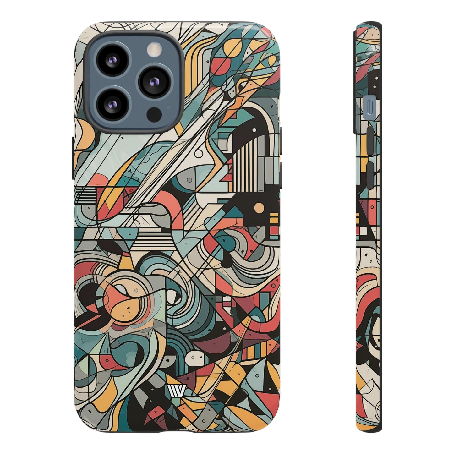 Abstract Doodle Tough Phone Case Dual-Layer Protection
