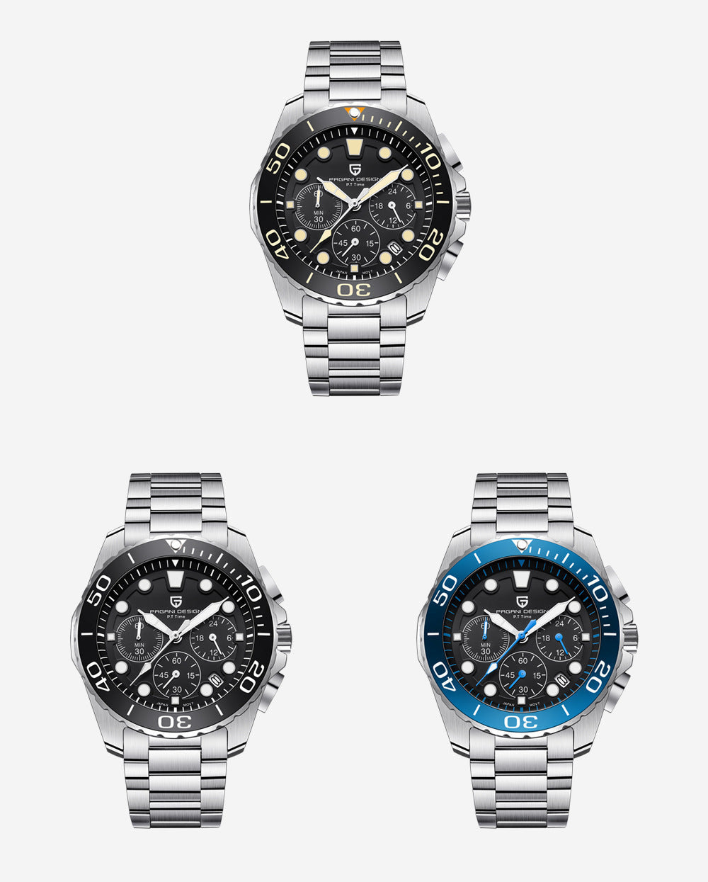 Stainless‑Steel Diver Chronograph Watch – Aquaracer‑Style Luxury Sports Timepiece