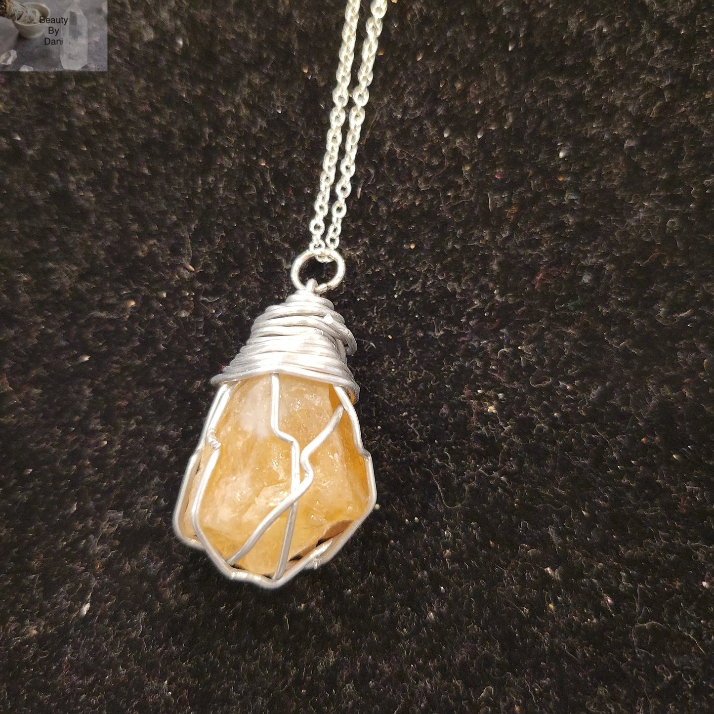 Citrine Wire Wrapped 18in Stainless Steel Necklace
