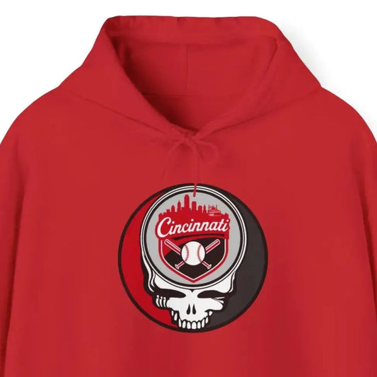 Grateful Dead Unisex Heavy Blend Hoodie Steal Your Face Artwork The Ballpark Collection Cincinnati Baseball Edition