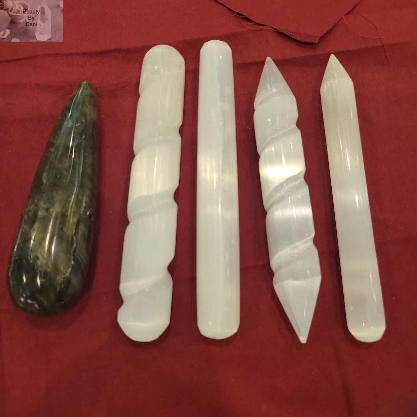 Labradorite and Selenite Crystal Wands Gemstone and Mineral Wands