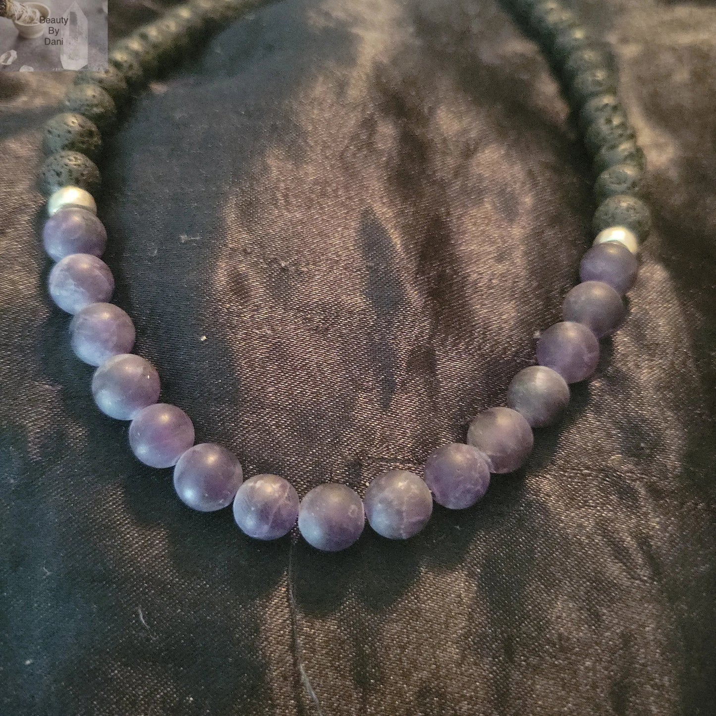 Lava and Amethyst Grounding Healing Necklace Beauty by Dani