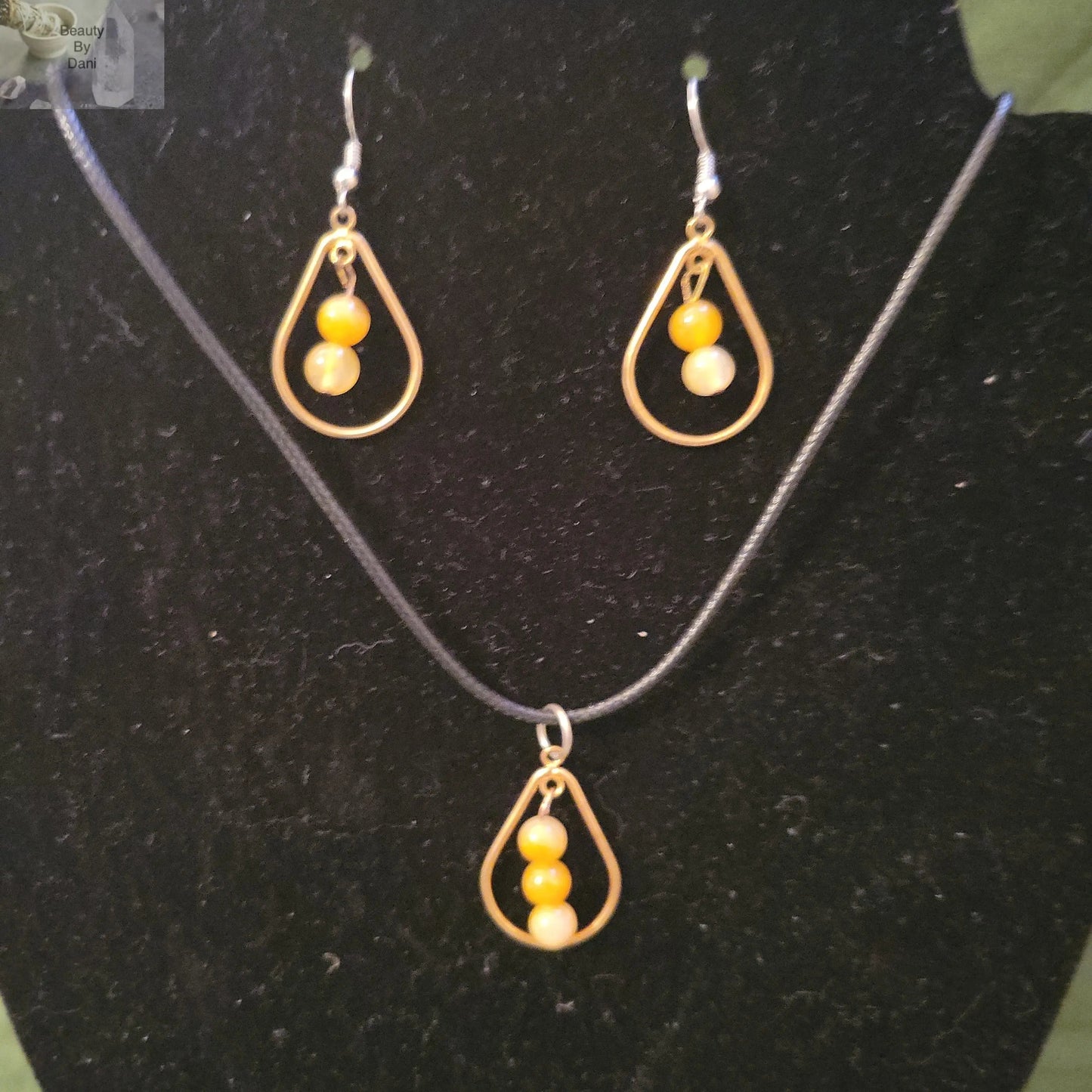 Citrine 6mm Beads Earrings and Necklace Set Beauty by Dani