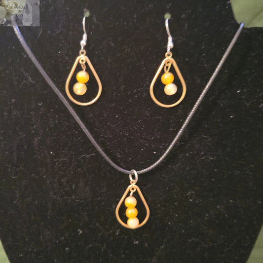 Citrine 6mm Beads Earrings and Necklace Set Beauty by Dani