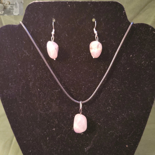 Amethyst Medium Pebble Necklace and Earrings Set