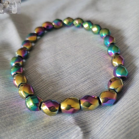 Hematite 9mm Beads Bracelet 8.5 Inches Fashion & Healing