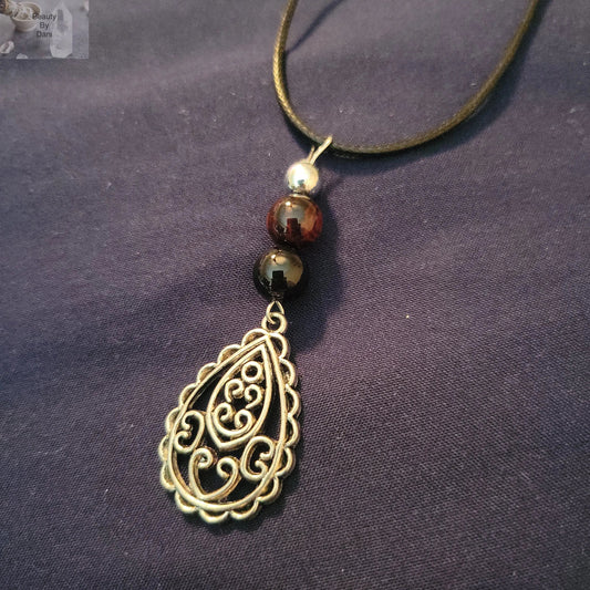 Red Tiger's Eye Natural Stone Necklace Pendant