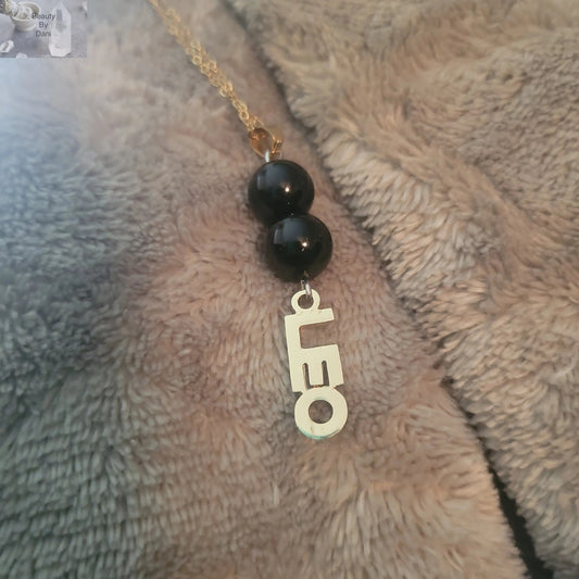 Onyx 8mm Stainless Steel Pendant Necklace Leo