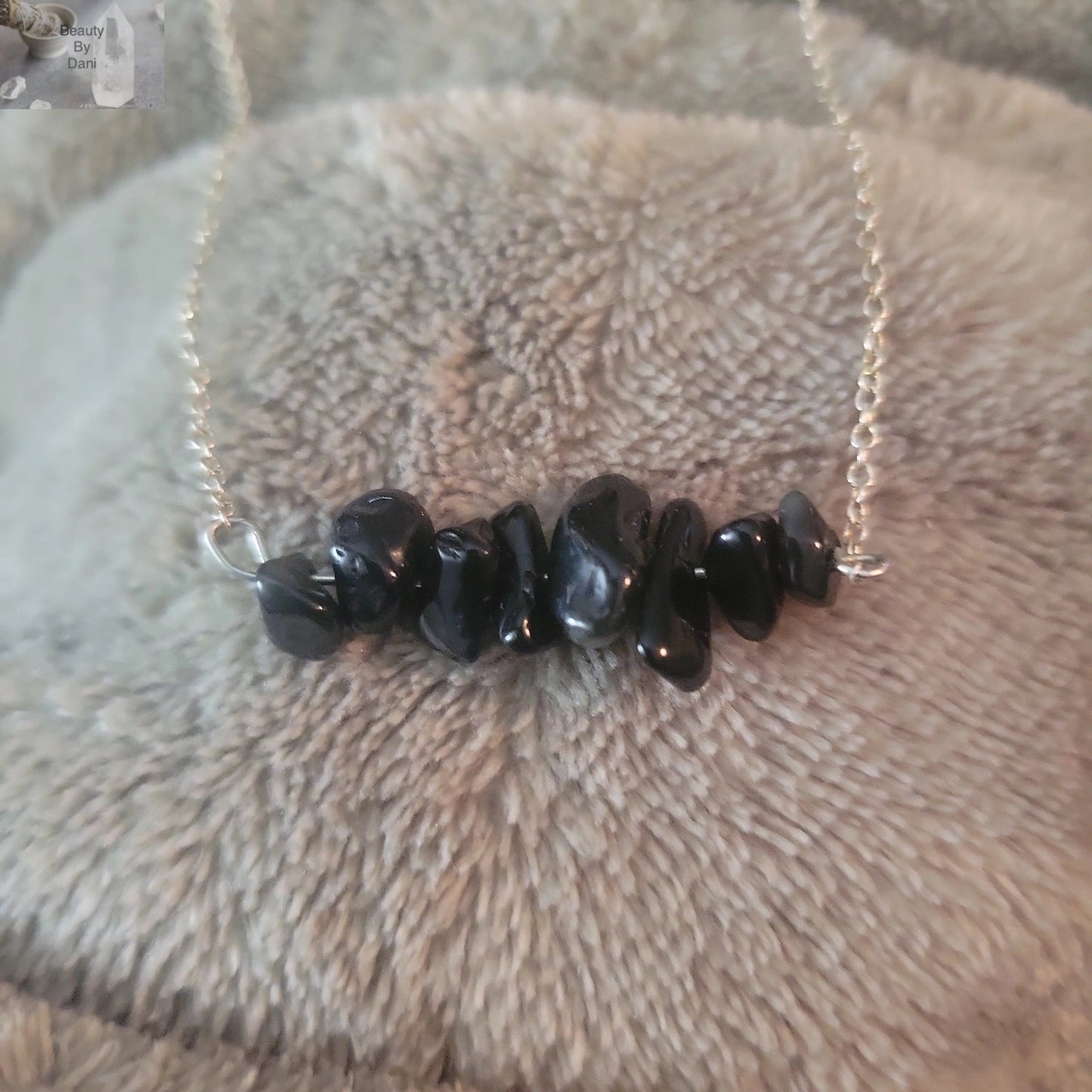 Stylish Onyx Chips Necklace Natural Black Handmade Beauty by Dani